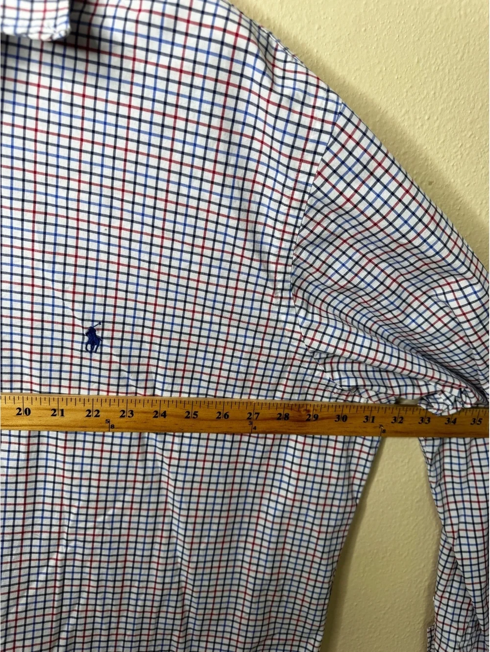 Ralph Lauren Men’s 3XLT White Blue Red Plaid Stretch Button Down Shirt Pony Logo